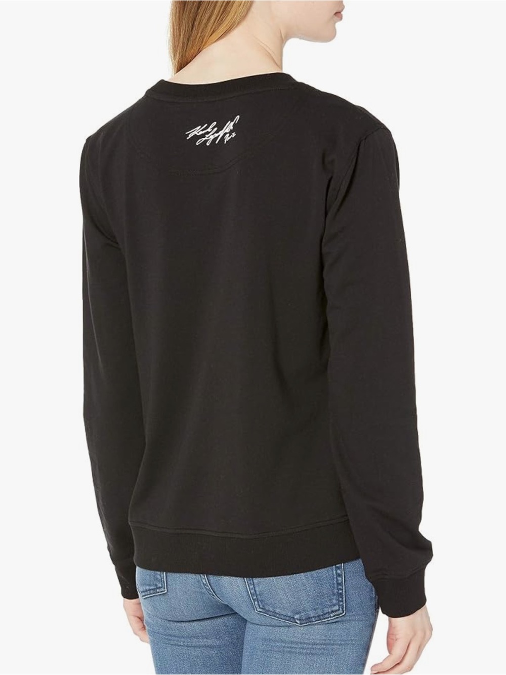 Karl Lagerfeld Black Crewneck Sweatshirt with Signature Cartoon Graphic Size M - Picture 4 of 14